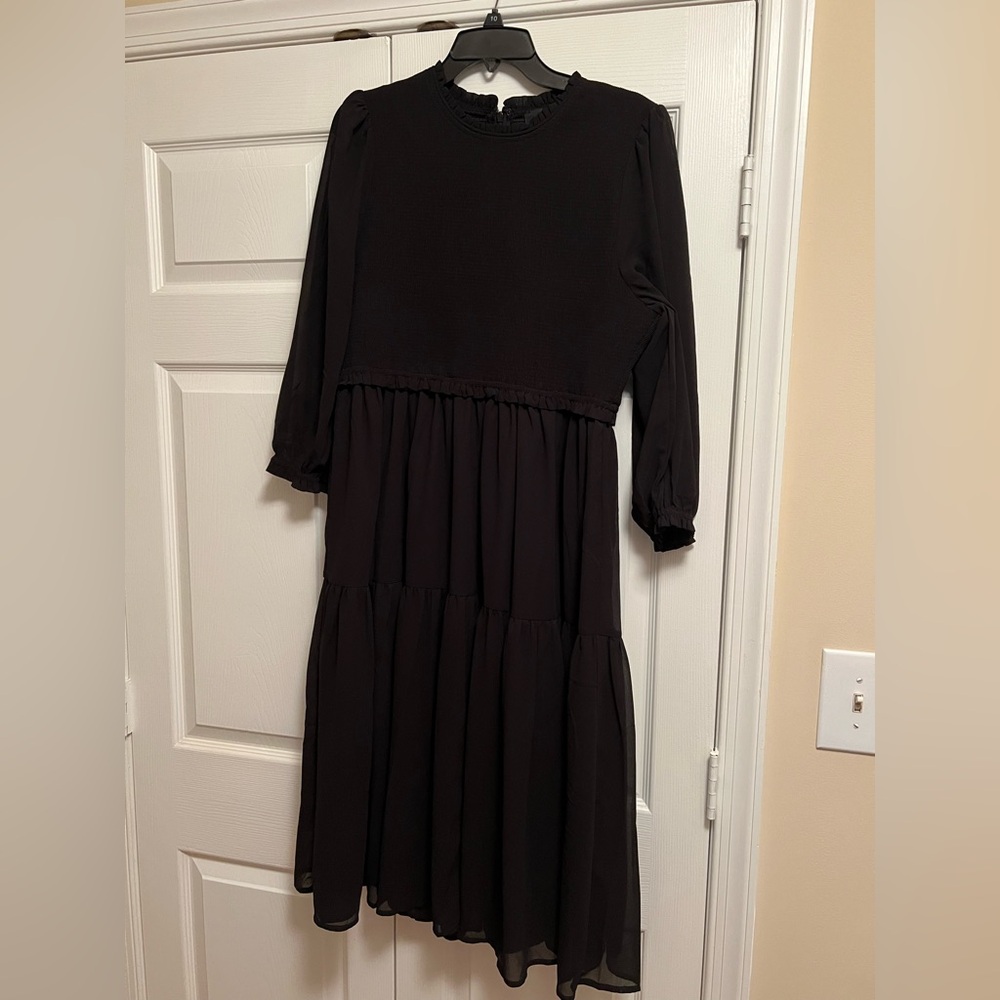 NWT Forever 21 Plus 1x Smocked Top Black Dress